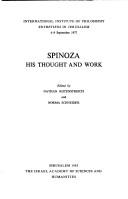 Cover of: Spinoza, his thought and work | International Institute of Philosophy. Entretiens