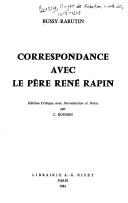 Cover of: Correspondance avec le père René Rapin