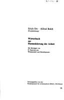 Cover of: Wörterbuch zur Humanisierung der Arbeit