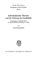 Cover of: Individualistische Theorien und die Ordnung der Gesellschaft by Reinhard Zintl