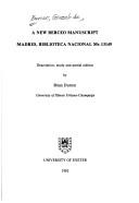 Cover of: A new Berceo manuscript: Madrid, Biblioteca Nacional Ms 13149 : description, study and partial edition