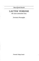 Cover of: Lauter Verrisse: mit einemeinleitenden Essay