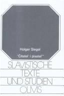 Cover of: "Čitatelʼ i pisatelʼ" by Holger Siegel