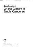 On the content of empty categories by Bouchard, Denis.