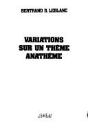 Cover of: Variations sur un thème anathème