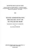 Cover of: Textes administratifs des salles 134 et 160 du Palais de Mari: transcrits, traduits et commentés