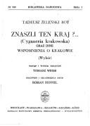 Cover of: Znaszli ten kraj?--: cyganeria krakowska oraz inne wspomnienia o Krakowie : wybór