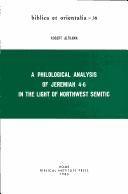 Cover of: A philological analysis of Jeremiah 4-6 in the light of northwest Semitic