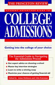 Cover of: College admissions by edited by Adam Robinson and John Katzman.