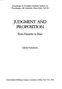 Cover of: Judgment and proposition: from Descartes to Kant