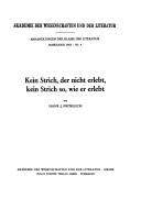 Cover of: Kein Strich, der nicht erlebt, kein Strich so, wie er erlebt by Hans J. Fröhlich