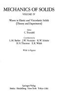 Cover of: Waves in elastic and viscoelastic solids by C. Truesdell, L. M. Barker