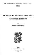 Cover of: Les propositions sans nominatif en russe moderne