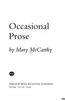 Cover of: Occasional prose