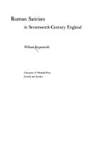 Cover of: Roman satirists in seventeenth-century England by William Kupersmith