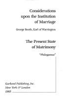 Cover of: Considerations upon the institution of marriage | Warrington, George Booth 2nd Earl of
