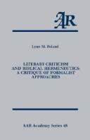 Cover of: Literary criticism and biblical hermeneutics: a critique of formalist approaches