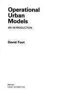 Cover of: Operational urban models | David Foot