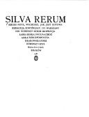 Cover of: Silva rerum by 