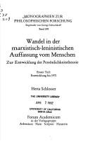 Cover of: Wandel in der marxistisch-leninistischen Auffassung vom Menschen: zur Entwicklung der Persönlichkeitstheorie