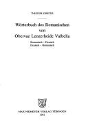 Cover of: Wörterbuch des Romanisch von Obervaz Lenzerheide Valbella by Theodor Ebneter