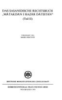 Cover of: Das sasanidische Rechtsbuch "Mātakdān i hazār dātistān" (Teil II) by Maria Macuch