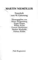 Cover of: Martin Niemöller by herausgegeben von Heinz Kloppenburg ... [et al.].