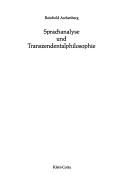 Cover of: Sprachanalyse und Transzendentalphilosophie