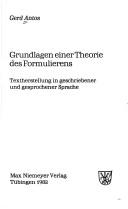 Cover of: Grundlagen einer Theorie des Formulierens: Textherstellung in geschriebener und gesprochener Sprache