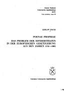 Cover of: Poenae propriae: das Problem der Sonderstrafen in der europäischen Gesetzgebung aus den Jahren 1751-1903