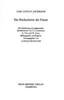 Cover of: Die Rückschritte der Poesie by Carl Gustav Jochmann