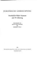 Cover of: Europäische Lehrdichtung: Festschrift für Walter Naumann zum 70. Geburtstag
