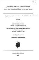 Cover of: La Légende de Tristan au Moyen Age: actes du colloque des 16 et 17 janvier 1982, Université de Picardie, Centre d'études médiévales