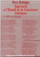 Cover of: Aportació a l'estudi de la literatura catalana