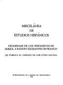 Miscelánea de estudios hispánicos by Ramon Sugranyes de Franch, Luis López Molina
