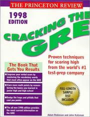 Cover of: Cracking the GRE, 1998 Edition (Princeton Review: Cracking the GRE)