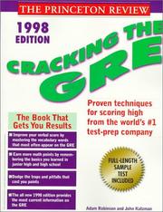 Cover of: Cracking the GRE, 1998 Edition (Princeton Review: Cracking the GRE) by Princeton Review, Princeton Review