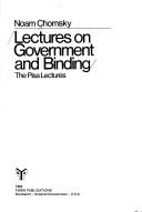 Cover of: Lectures on government and binding by Noam Chomsky