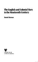 Cover of: The English and colonial bars in the nineteenth century by Daniel Duman