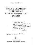 Cover of: Walka "Familii" o reformę Rzeczypospolitej, 1743-1752