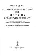 Cover of: Beiträge und Neue Beiträge zur semitischen Sprachwissenschaft by Theodor Nöldeke