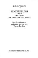 Cover of: Hindenburg, oder, Der Geist der preussischen Armee