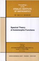 Cover of: Spectral theory of automorphic functions by A. B. Venkov