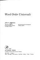 Cover of: Word order universals