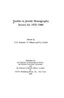 Cover of: Studies in Jewish demography survey for 1972-1980 by edited by U.O. Schmelz, P. Glikson, and S.J. Gould.