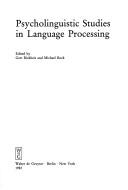 Cover of: Psycholinguistic studies in language processing