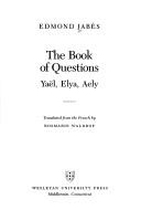 The book of questions by Edmond Jabès, Edmond Jabès