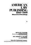 Cover of: American law publishing, 1860-1900