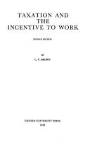 Cover of: Taxation and the incentive to work
