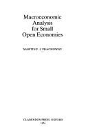 Cover of: Macroeconomic analysis for small open economies